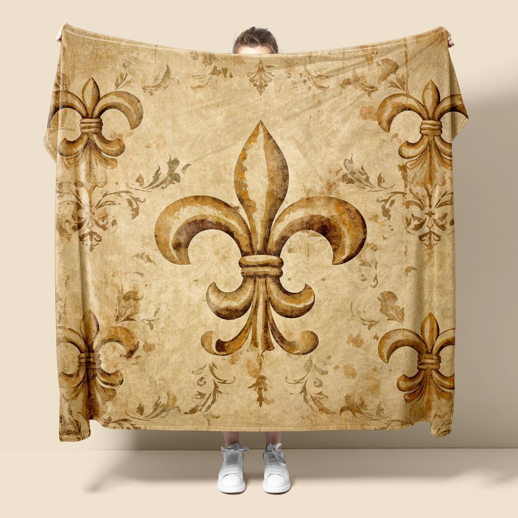 Iris pattern emblem design digital-printed polyester Bedroom velvet flannel cover blanket Fleece soft cover blankets for beds