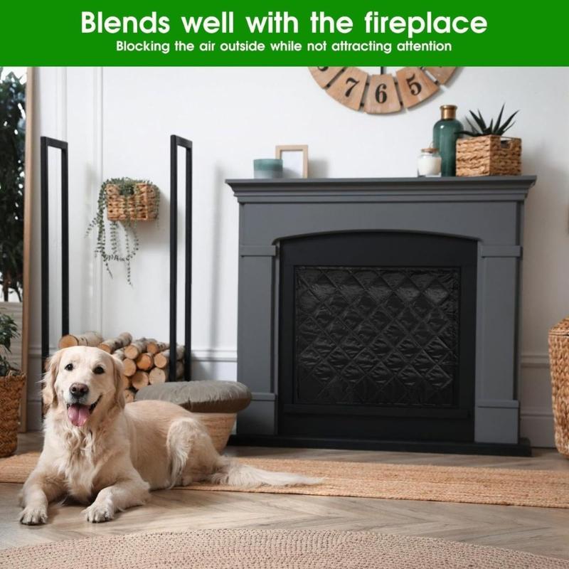 Magnetic Fireplaces Cover Insulating Barrier Heat Shield With Strong Magnets For Indoor Fireplaces Protecting Oxfords Fabric Thermals Insulation