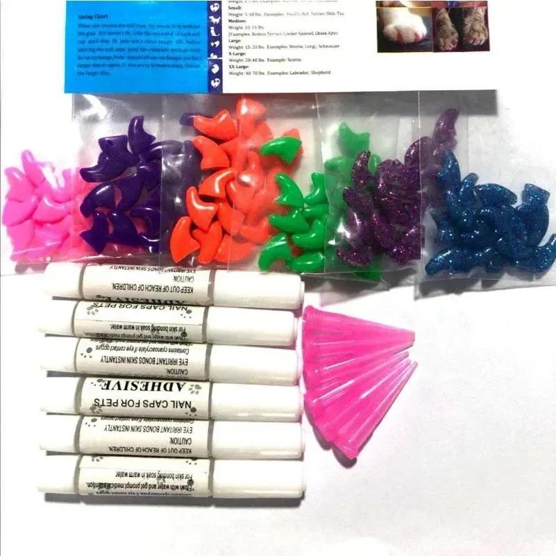 3pc Colorful Cat Nail Caps Soft Cat Claw Soft Paws 20 PCS/lot with Free Adhesive Glue Size XS S M LGift for Pet Cat Grooming