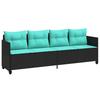 Sun Lounger with Cushions Black Poly Rattan