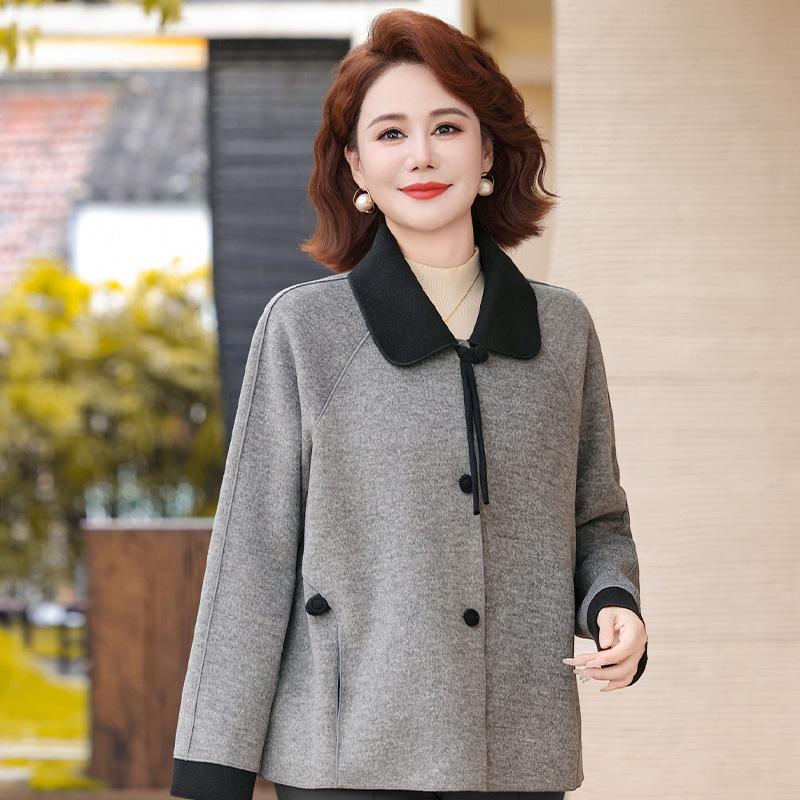 

Mom s Stylish Spring and Autumn Wool Coat for Women - Elegant and Fashionable High-Grade Outerwear for Middle-Aged and Elderly 4XL (recommended 125-140 jin)