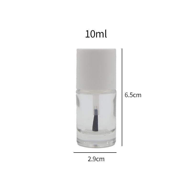 10ml Transparent Round Glass Nail Polish Bottle with Brush