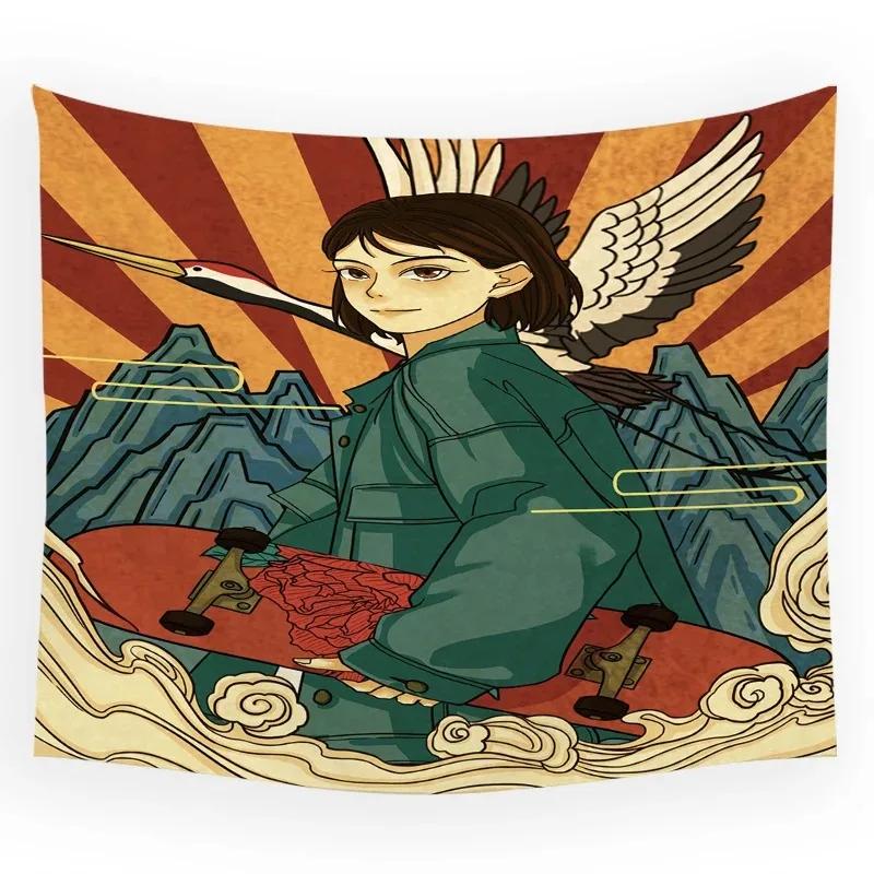 Çin Tarzı Uçan Ejderha Asılı Kumaş Ofis Oturma Odası Duvar Halısı Ev Duvar Dekorasyonu Duvar Halısı