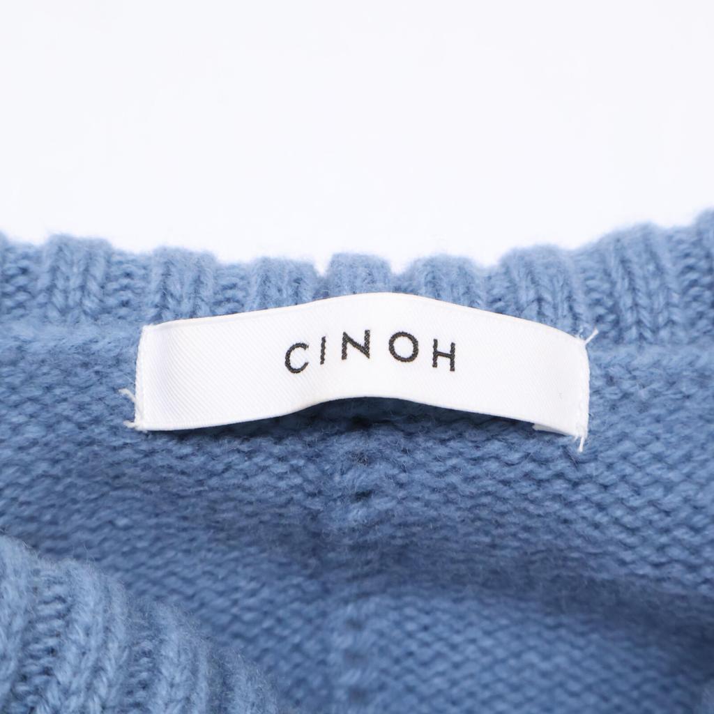 CINOH 21WKN005 Blue Oversized High Neck Knit Tops 38 blueUsed