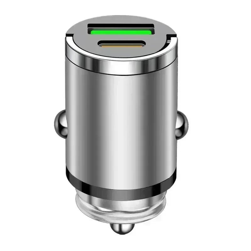 Usb Fast Charger Mini Hidden Car Charger Car Cigarette Lighter Qc3.0 Qc Pd 3.1A Pd Type C Universal Iphone and Xiaomi Phone