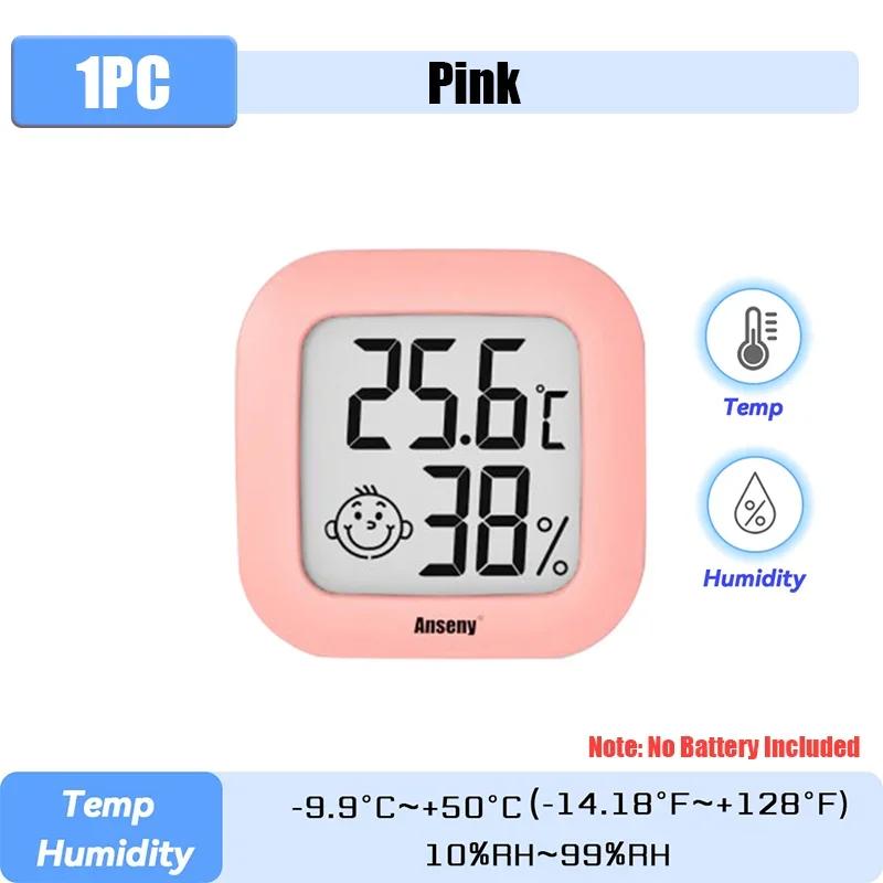

Маленький ЖК-цифровой термометр внутри и снаружи, датчик погоды Smile, домашний офис, измеритель влажности, детский, пожилой термометр