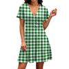 Women’s Short Sleeve V Neck Plaid Print Casual Wrap Dress Lightweight Comfortable Fit Summer Dress