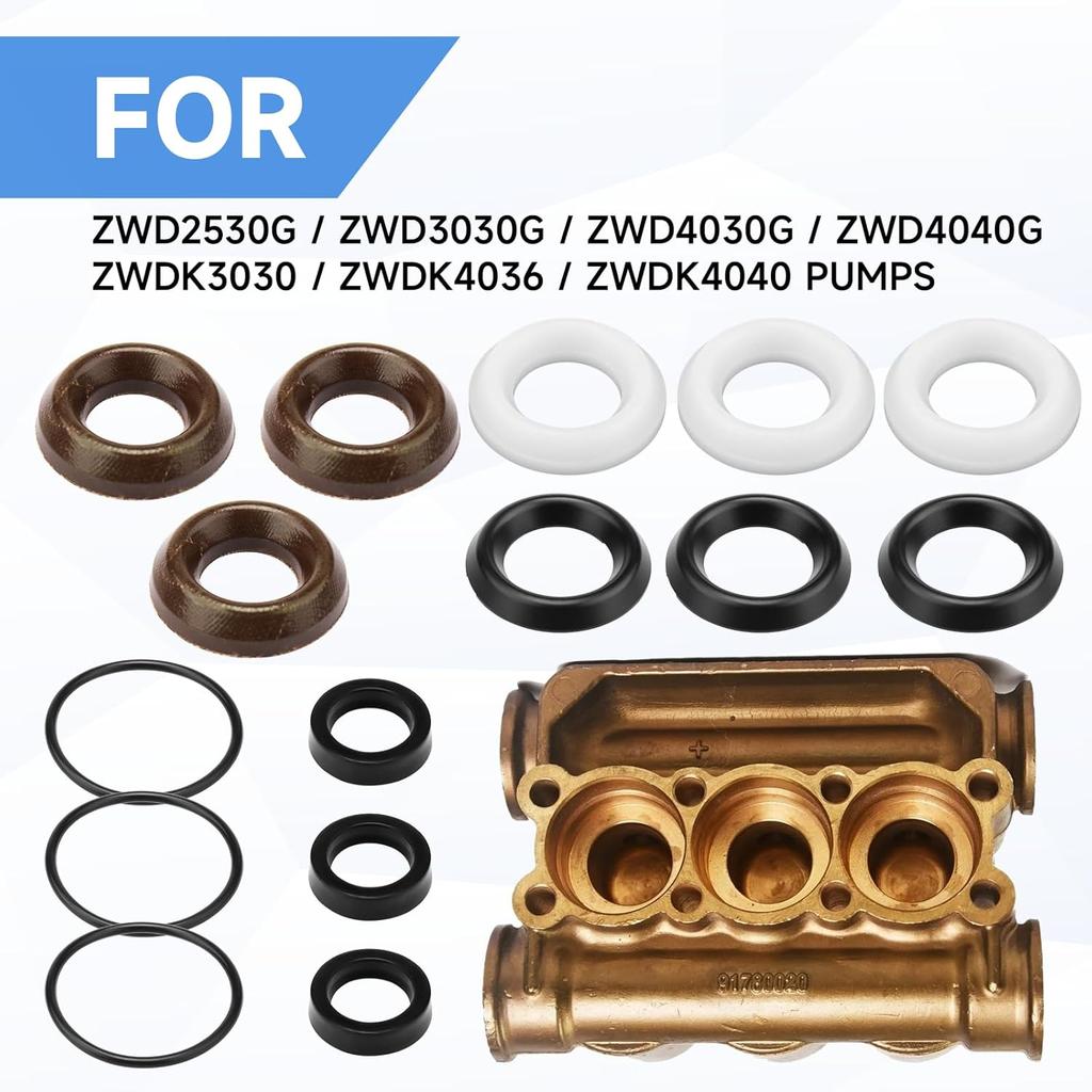 GJK 5019006400 Pressure Washer Seal Repair Kit Compatible with Comet ZWD& ZWDK 15MM Pressure Washer Pump, Power Washer Pump Rebuild Kit