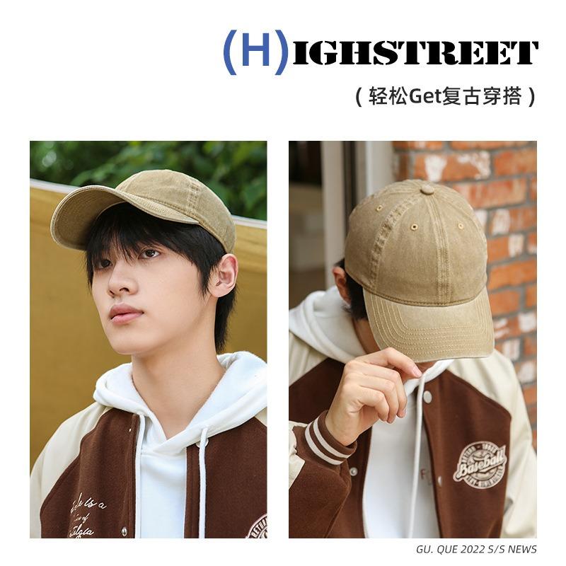 Washed baseball cap solid color trendy fashion casual men's and women's caps big head circumference versatile sun hat
