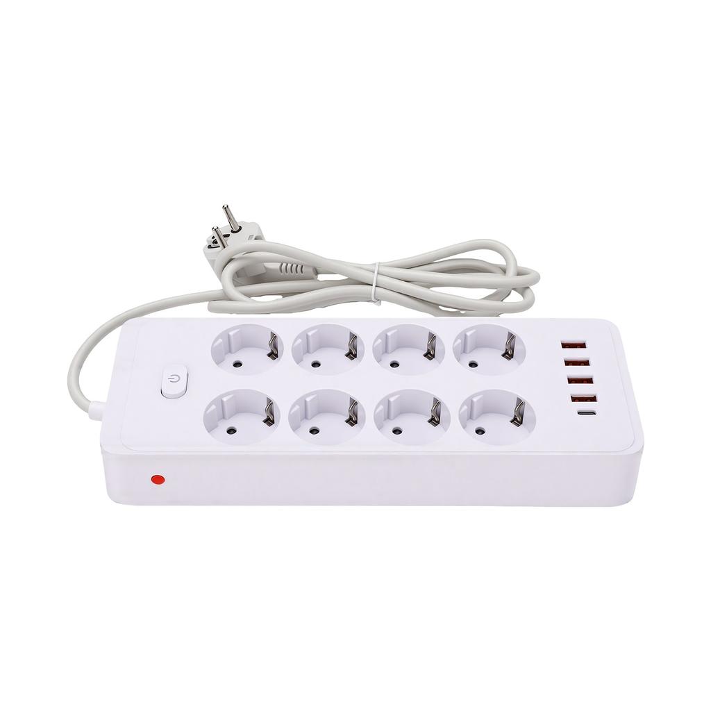 5.91ft Power Strip 8 AC Outlets 5 USB Ports Flame Retardant Power Strip for Office Dorm Home Use EU Plug 100   240V