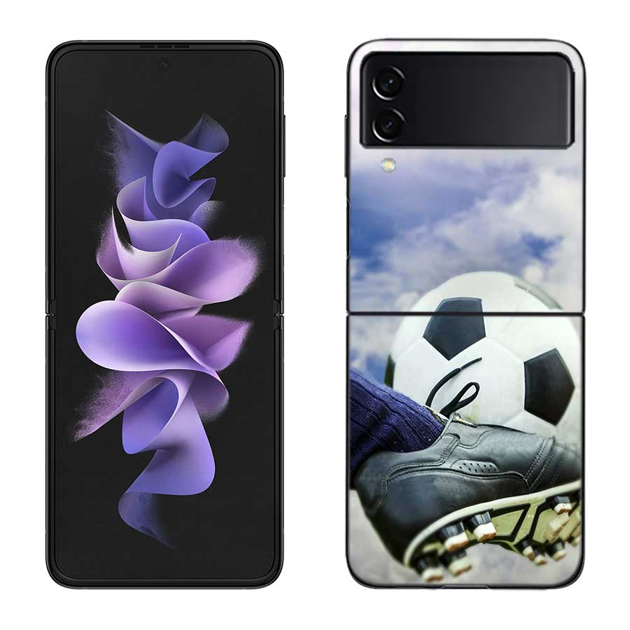 Football Field Phone Case For Samsung Z Flip 7 6 5G Galaxy Z Flip 5 4 3 Black Hard Cell Cover Luxury PC Shell Coque