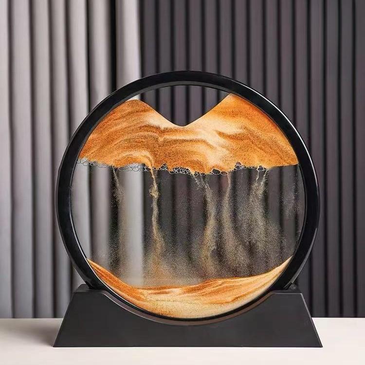 3D Hourglass Quicksand Moving Sand Art Picture Round Glass Deep Sea Sandscape Craft Flowing Painting Home Office Work Decor