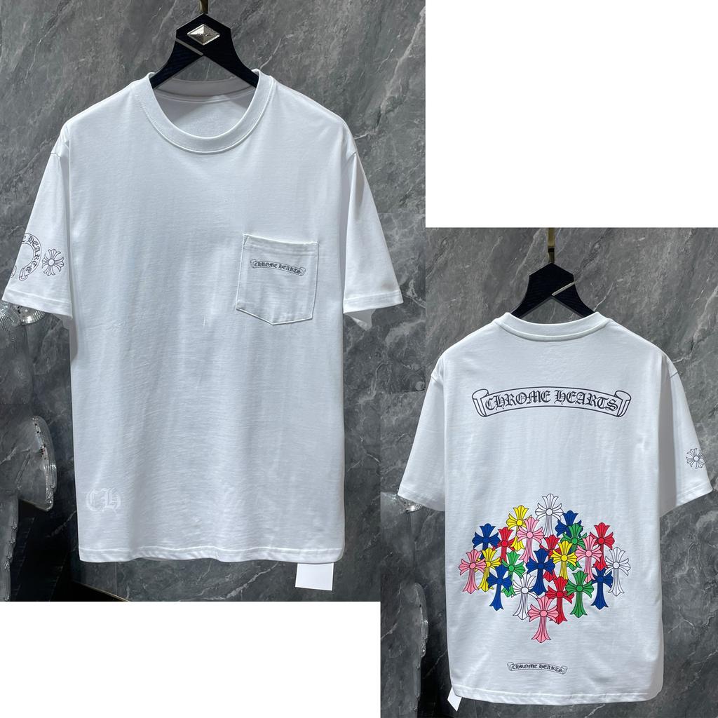 8556 CHROME HEARTS 2026 Summer New High Quality Cotton Round Neck Loose Large Size Men's and Women's T-shirt Couple T-shirt