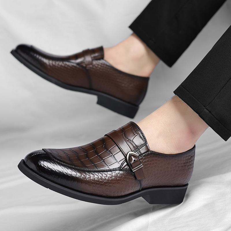 Fashion 2025 Summer Autumn New Dress Shoes for Men Buckle Designer Solid Color Big Size Leather Shoes Man Fashion Casual Wedding Shoe