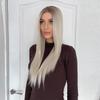 BLONDE UNICORN Lange synthetische gerade Ombre-Platin-Perücke mit Spitzenteil für Frauen, Cosplay, hochdichtes Haar, hitzebeständig