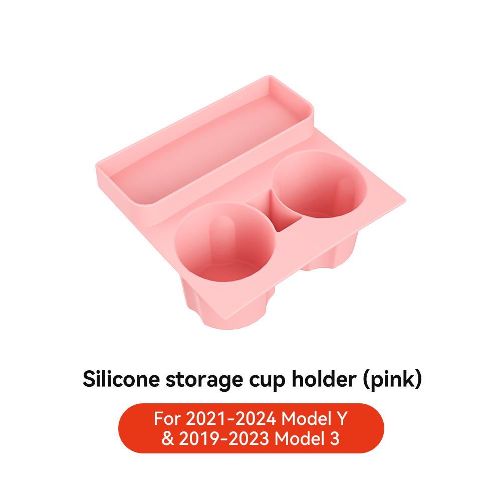 YZ For Tesla Model Y Model 3  Silicone Storage Cup Holder Car Central Control Water Cup Holder Storage Box Car Accessories