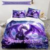 3PC Custom Name Purple Dragon Fantasy Bedding Set Duvet Cover Closure Includes 1 Duvet Cover & 2 Pillowcases for Bedroom