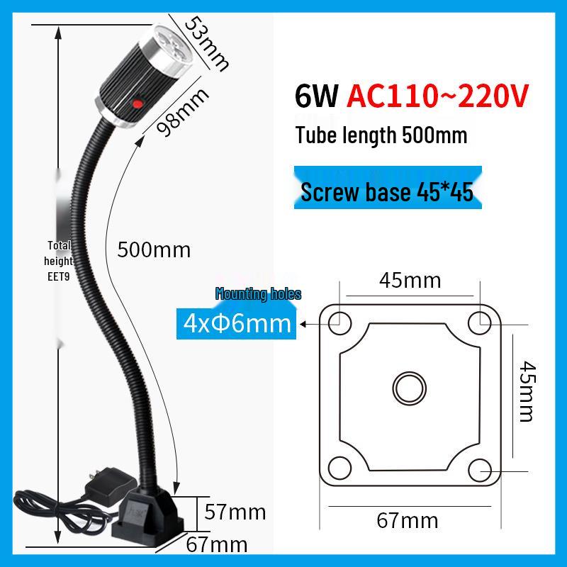 Luci da lavoro a LED magnetiche per macchine CNC e fresatrici, 220V/24V, design con tubo flessibile a collo di cigno