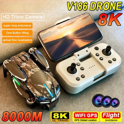 Oryginalny dron V186 Pro profesjonalny silnik bezszczotkowy 8K potrójna fotografia lotnicza HD unikanie przeszkód RC Quadrotor Dron UAV