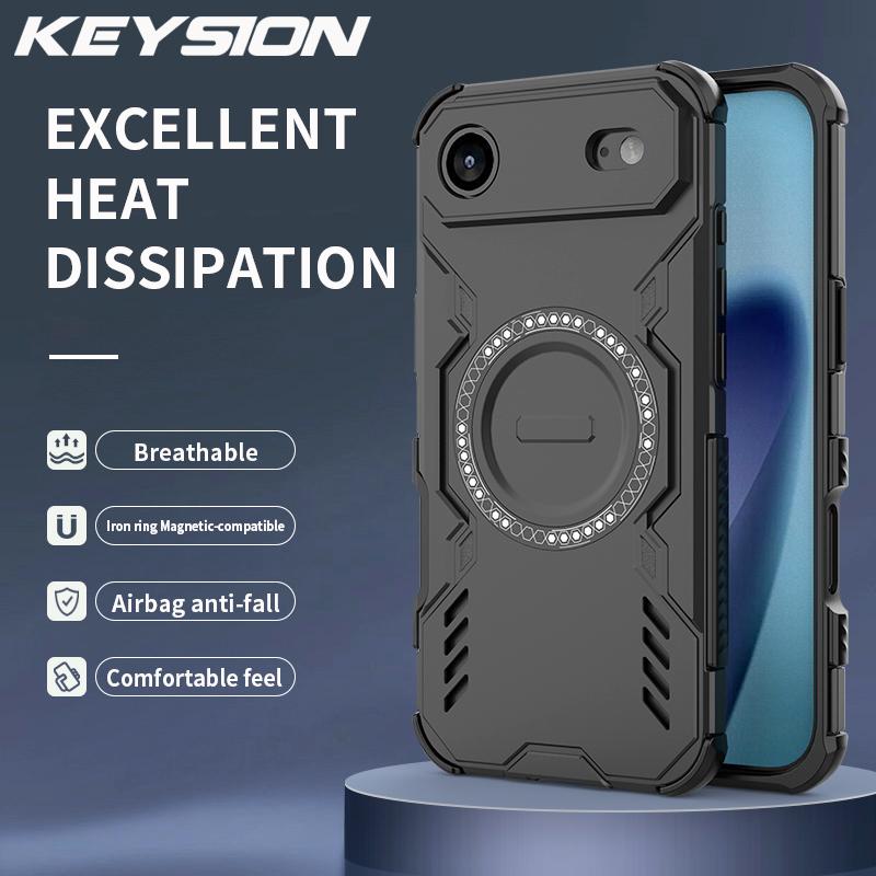 KEYSION Hollow Heat Dissipation Case for MagSafe for iPhone Air Silicone+PC Magnetic Cooling Shockproof Phone Cover for iPhone 17