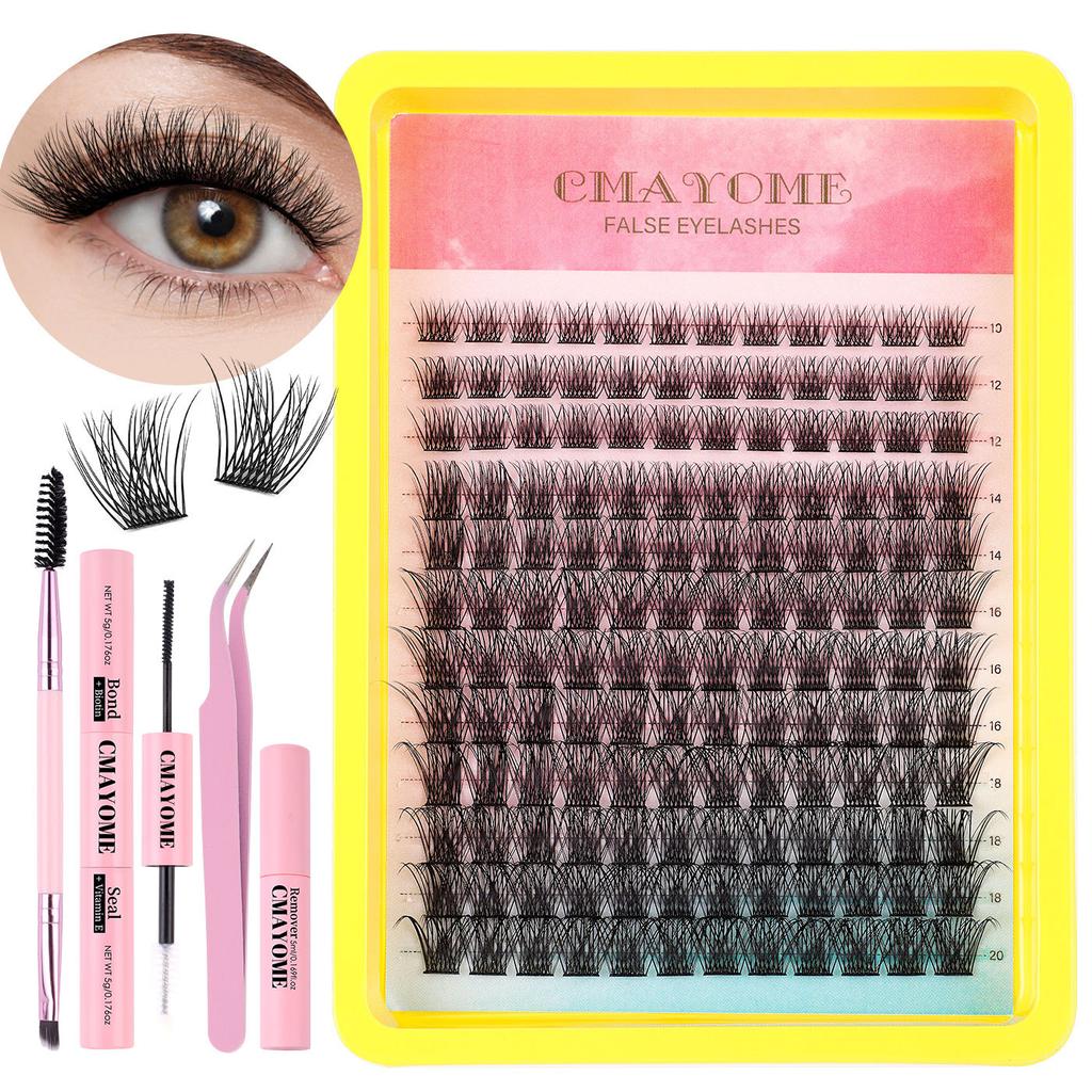 Single Cluster C Curved Multi-Hair False Eyelash Set 10-20Mmdiy Segmented Grafting Thick Eyelashes