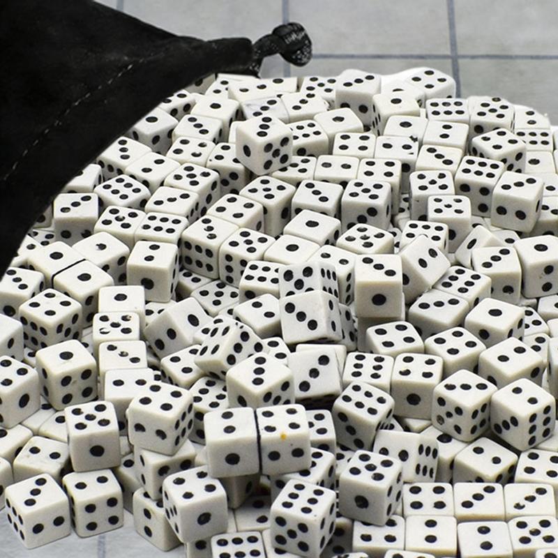 500pcs Mini Dice 8mm Acrylic 6-sided with bag for Party Leisure and Entertainment Gambling Props Chessboard Game Accessories TMZ