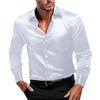 Men Glossy Dress Shirt Turndown Collar Button Down Shirt Long Sleeve Formal Shirt for Prom Party Dating Wedding