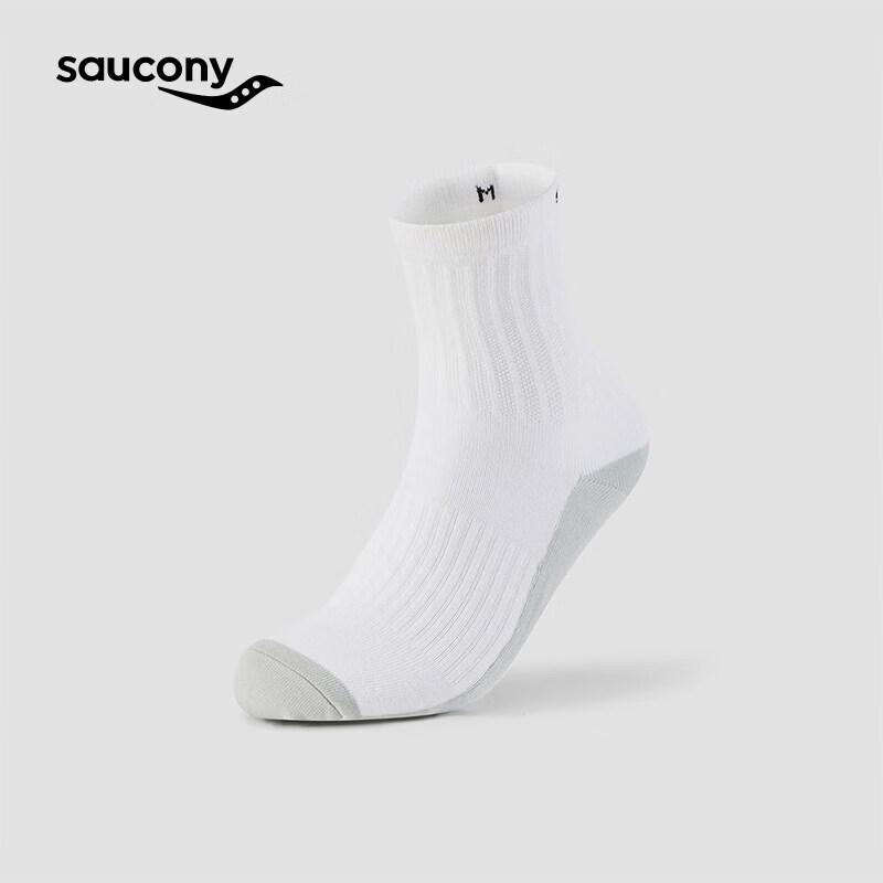 Saucony Unisex 3A Anti-Bacterial Moisture-Wicking Mid-Calf Sports Socks M
