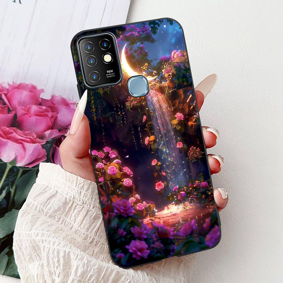 For Infinix Hot 10 Case Silicone Cute Cat Fashion Flowers Luxury Painted Back Cover For Inifnix Hot 10 Phone Case X682B X682C