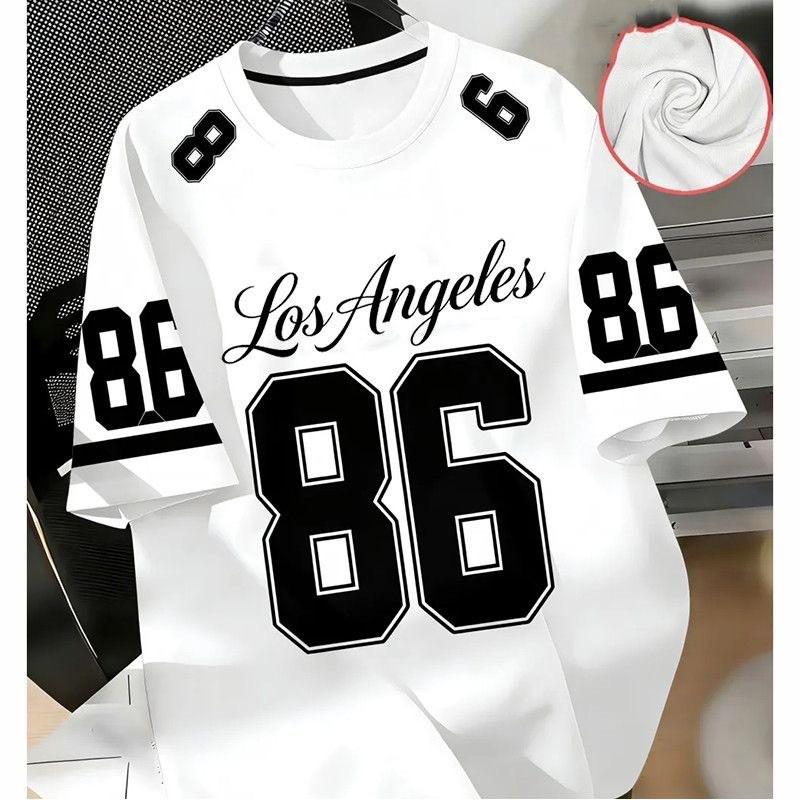 Mens Loose Fit Short Sleeve T-Shirt With Digital Print Quick Dry Breathable Cotton Blend Sports Casual Wear