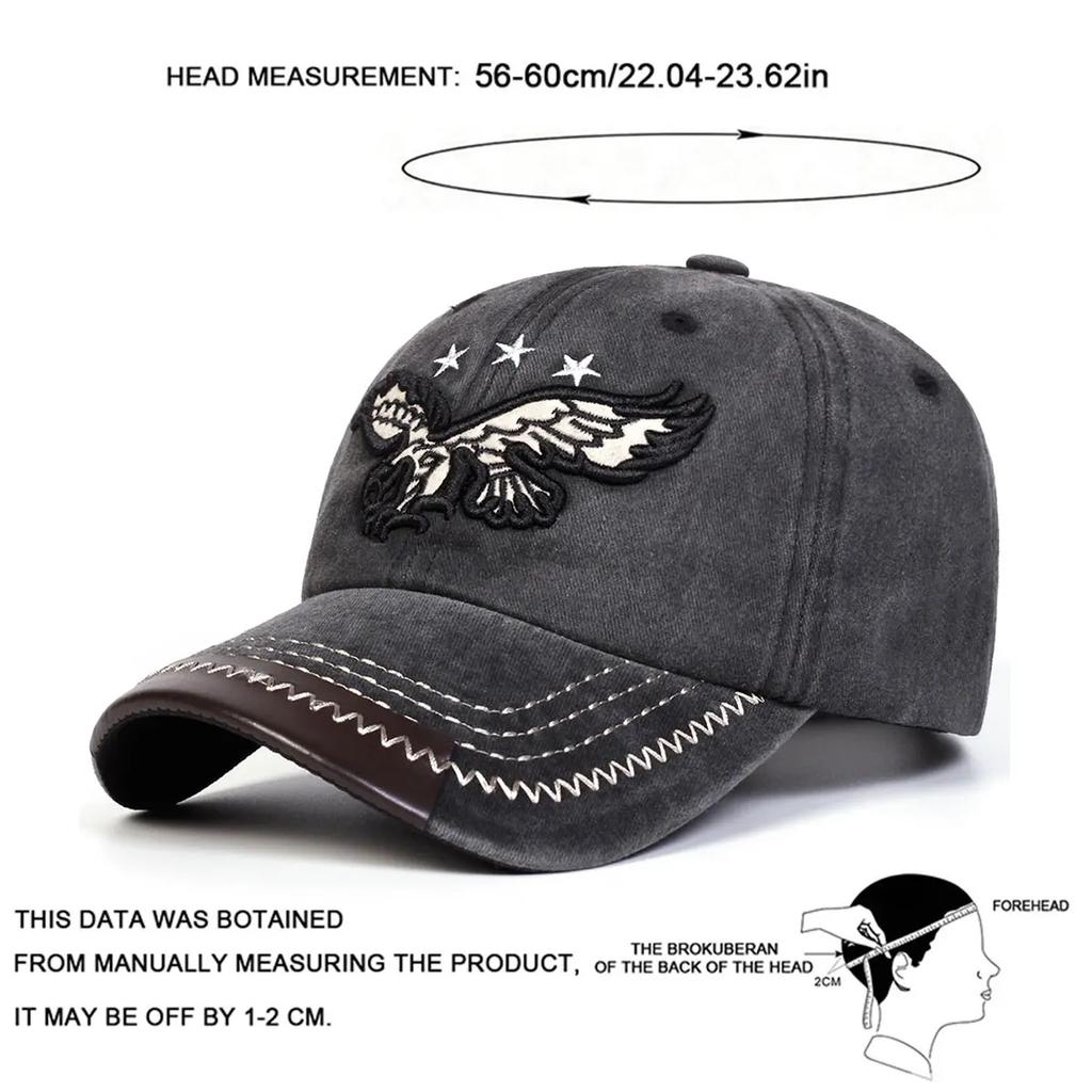 Baseball Wash Stitching Embroidered Pentagram Eagle Neutral Gender Women Men For Caps Spring Autumn Outdoor Adjustable Casual Hats Dad Hat