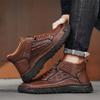 Fashion Men's Hand Sewn Ankle Boots Outdoor High Top Casual Shoes Vintage Leather Anti Slip Wear-resistant Comfortable for Daily Wear