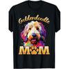 European Sizes Men's Goldendoodle Dog Lover T-Shirt - Heavyweight, Retro Poodle & Golden Retriever Graphic with Paw Print & Golden Lettering