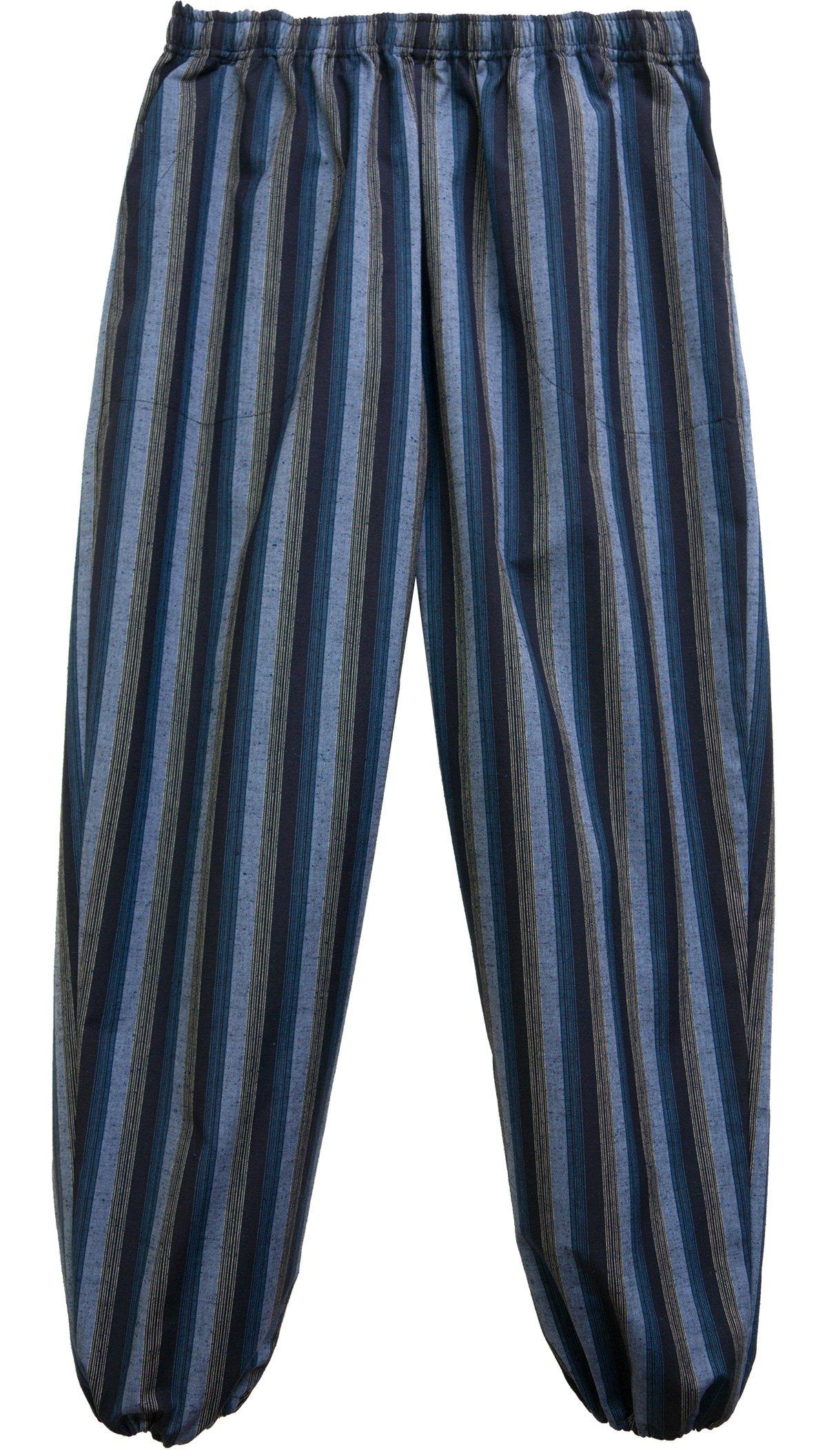 

Watano Sato Men s Kurume-ori Monpe Easy Pants, Size L, Katsuo Stripe No. 5