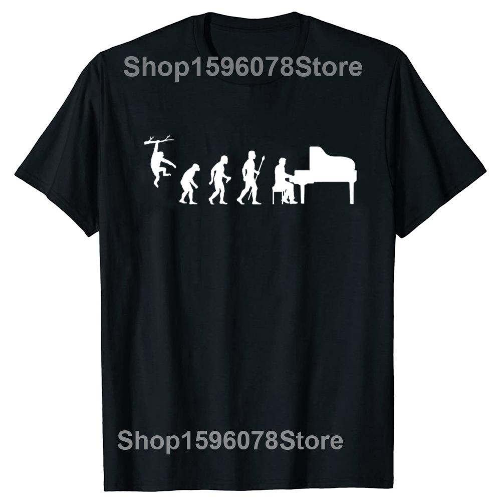 

Смешная футболка с эволюцией Пианист Пианино Инструмент Лето Графика Уличная одежда Короткий рукав Подарки на день рождения Футболка Мужская одежда 4XL