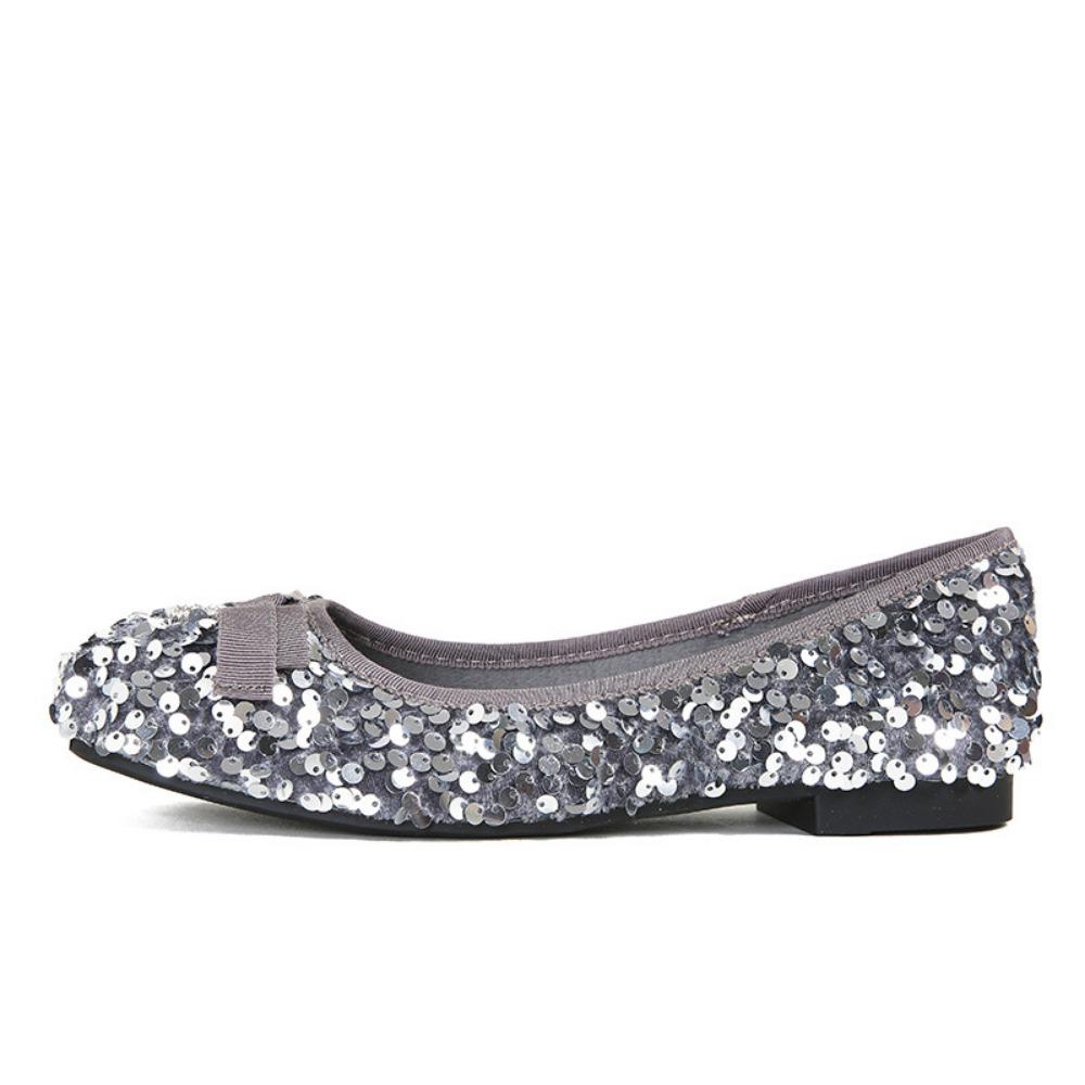Fashion Women Flat Shoes Shallow Mouth Sparkling Sequin Bow Flat Shoes Temperament Single Shoe Women Flats Womens Shoes Fashion