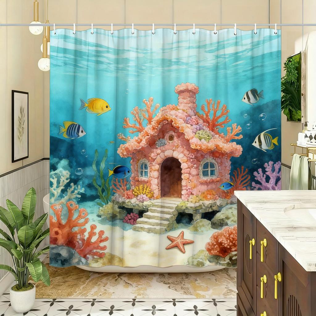 Whimsical Candy House & Gnomes with Lollipops Waterproof Shower Curtain for Bathroom Decor