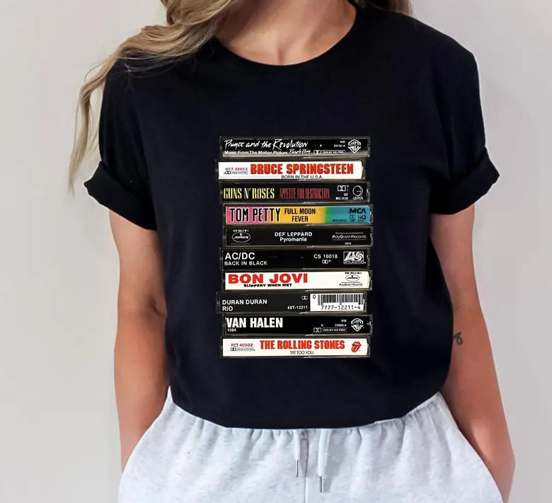 

New T-Shirt Rock Cassettes Tape Shirt, Rock Cassette Shirt, Bands Tape Vintage 2XL