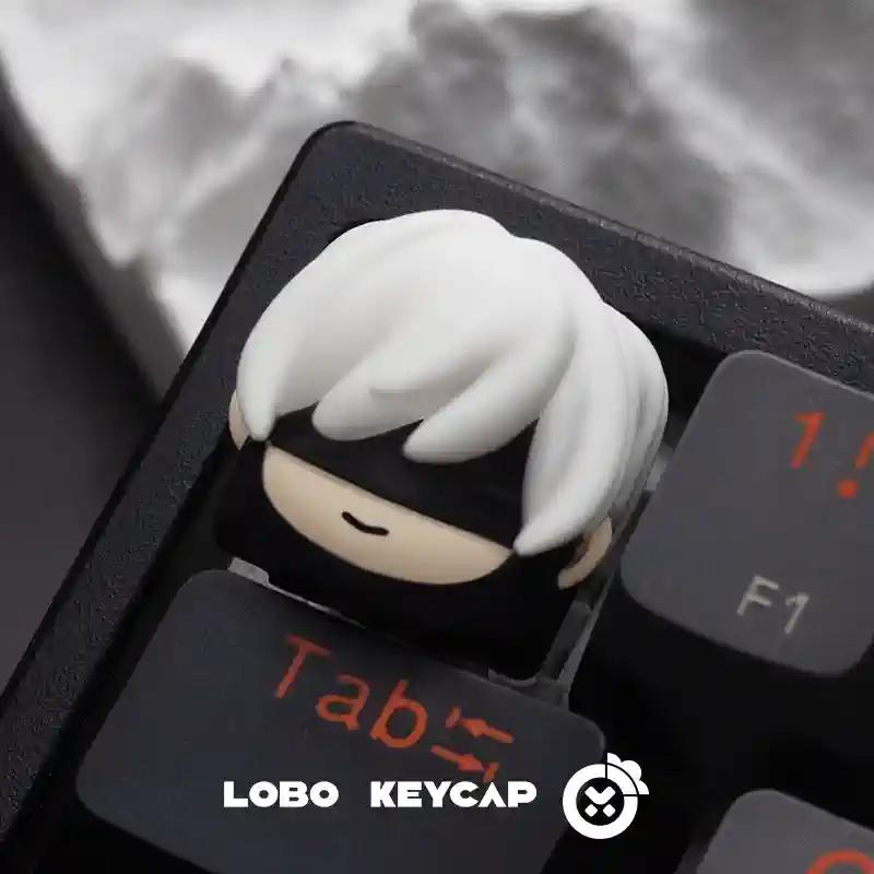 Cartnoon Lobo Nier:Automata Yorha No. 2 Type B 2B Yorha No. 9 Type S 9S Resin Keycaps Keyboard Decoration Gaming Peripheral Gift