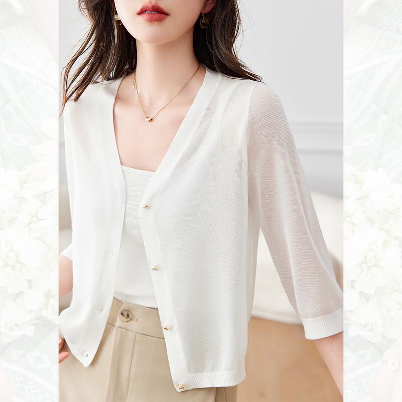 Srcr Women s Lightweight Silk Blend Knit Cardigan M