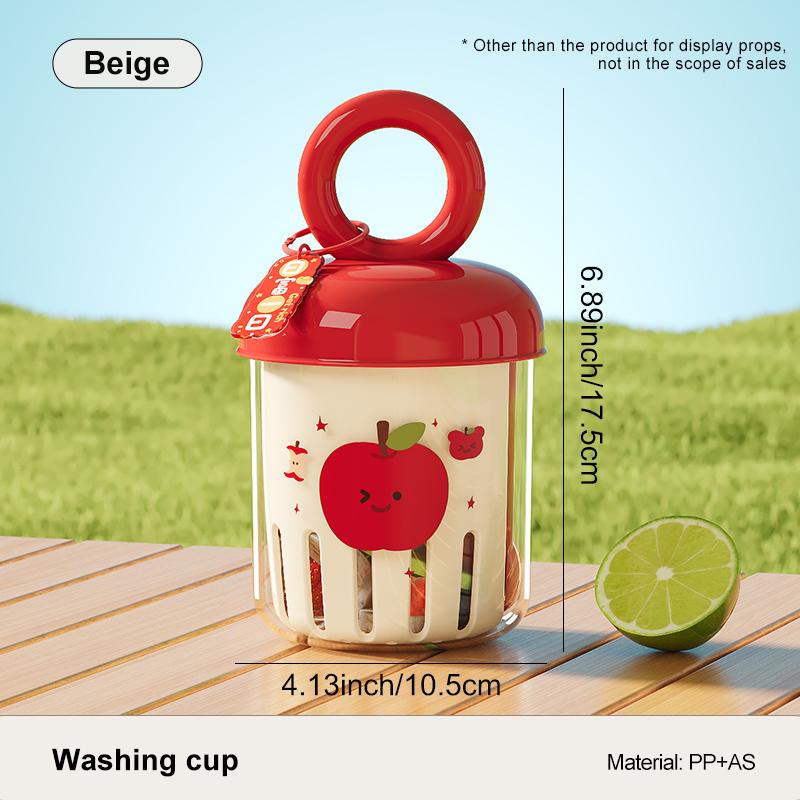 

UFORU Фруктовница с дофамином - Портативная герметичная чашка для йогурта для улицы с вилкой, двухслойная, пищевой пластик, дренажная чашка для пикника бежевый