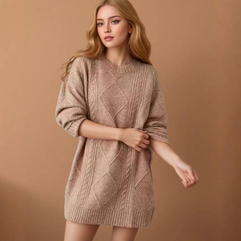 New Autumn Winter Loose Fashion Outer Wear Twist Mid-length Sweater Japanese Retro Sweater for Women