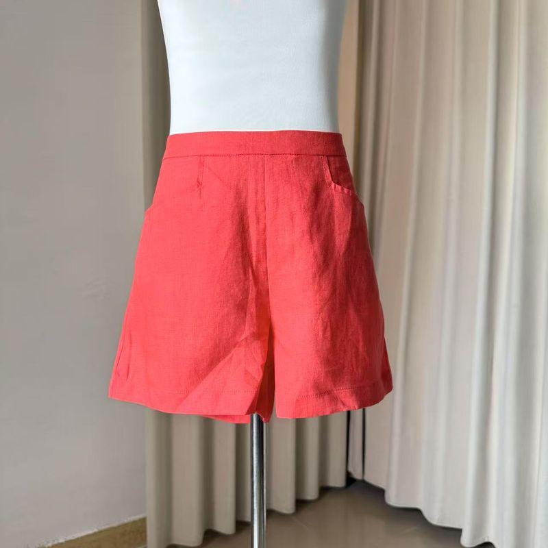 

Counter Order Watermelon Red High Waist Linen Shorts Red L