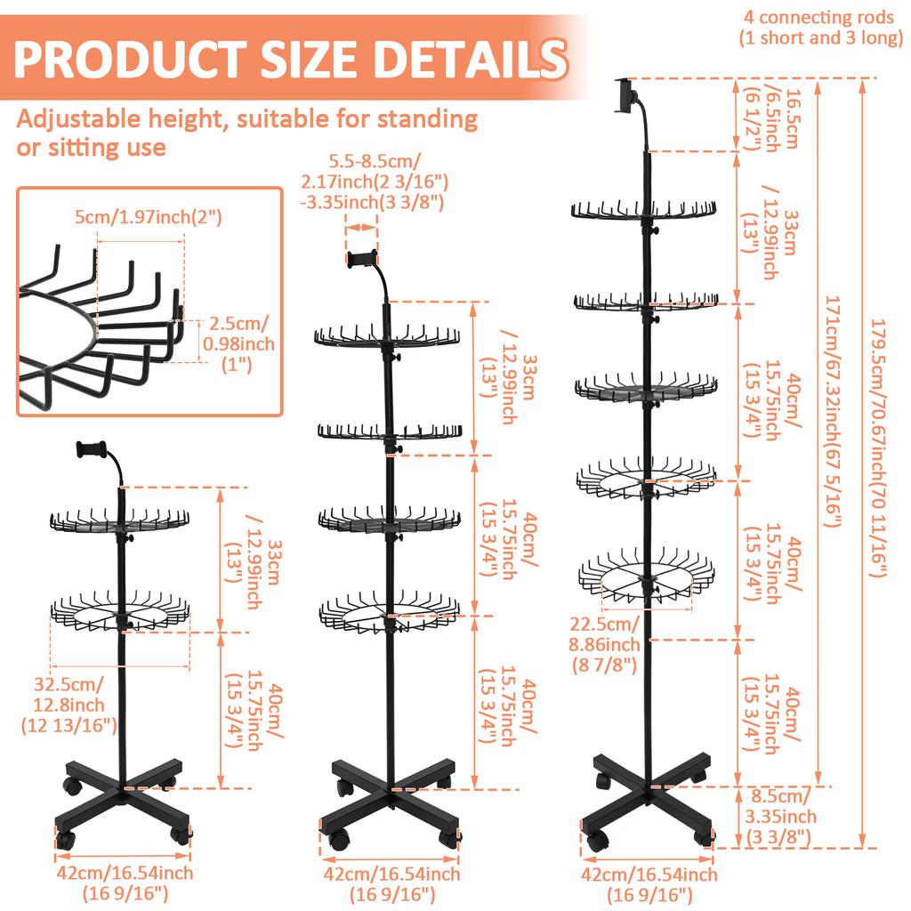 Braiding Hair Rack Standing Hair Extension Holder with Phone Holder Height Adjustable for Hairstylists and Braiders