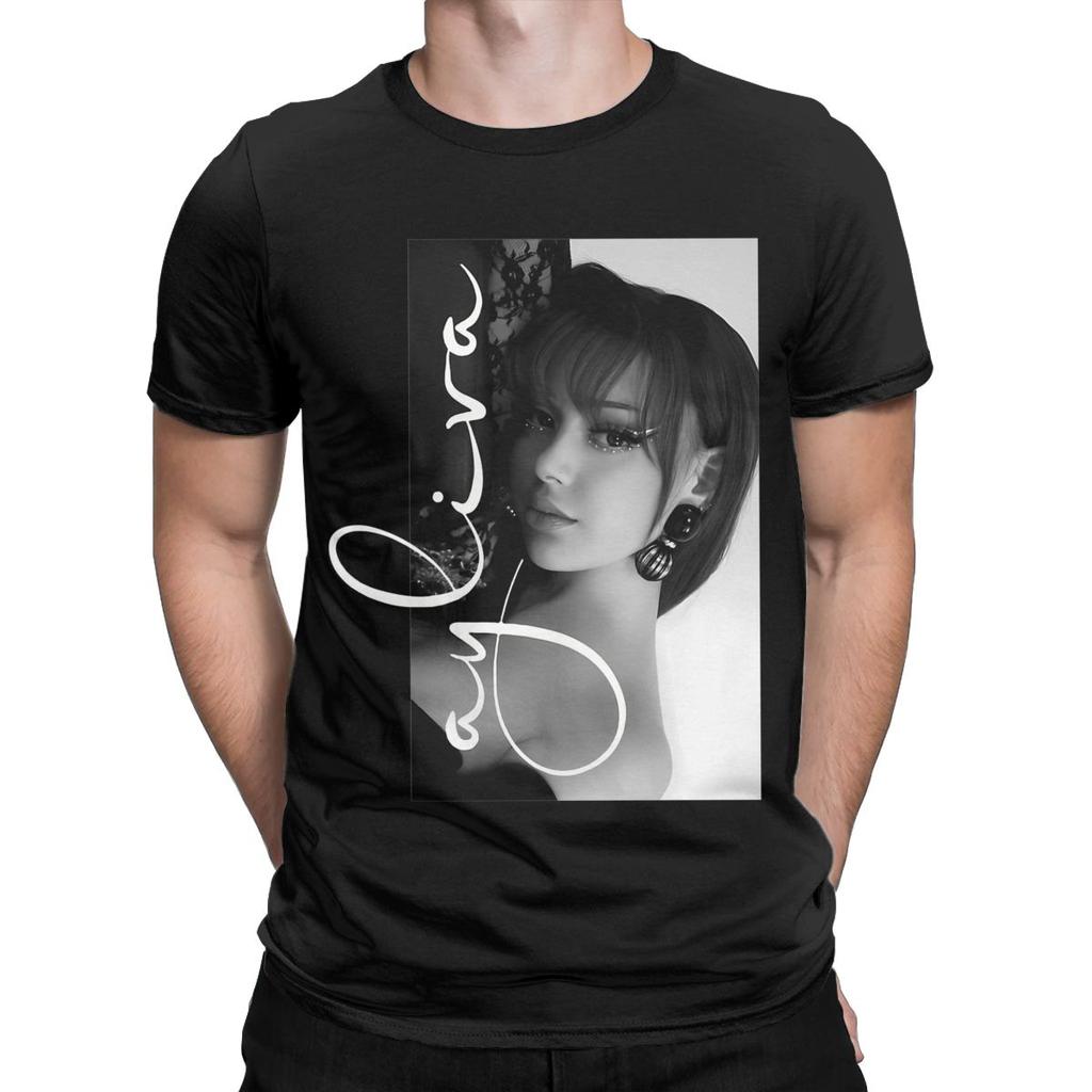 Ayliva T-shirt för män Nyhet 100% bomulls-t-shirts Rund hals Kortärmad T-shirt Grafiska kläder