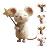 Felt Mouse with Star Handmade Cute Felt Mouse Figurine Mouse Holding Star Wand Ornament for Fall Home Decor Christmas Stocking Stuffer