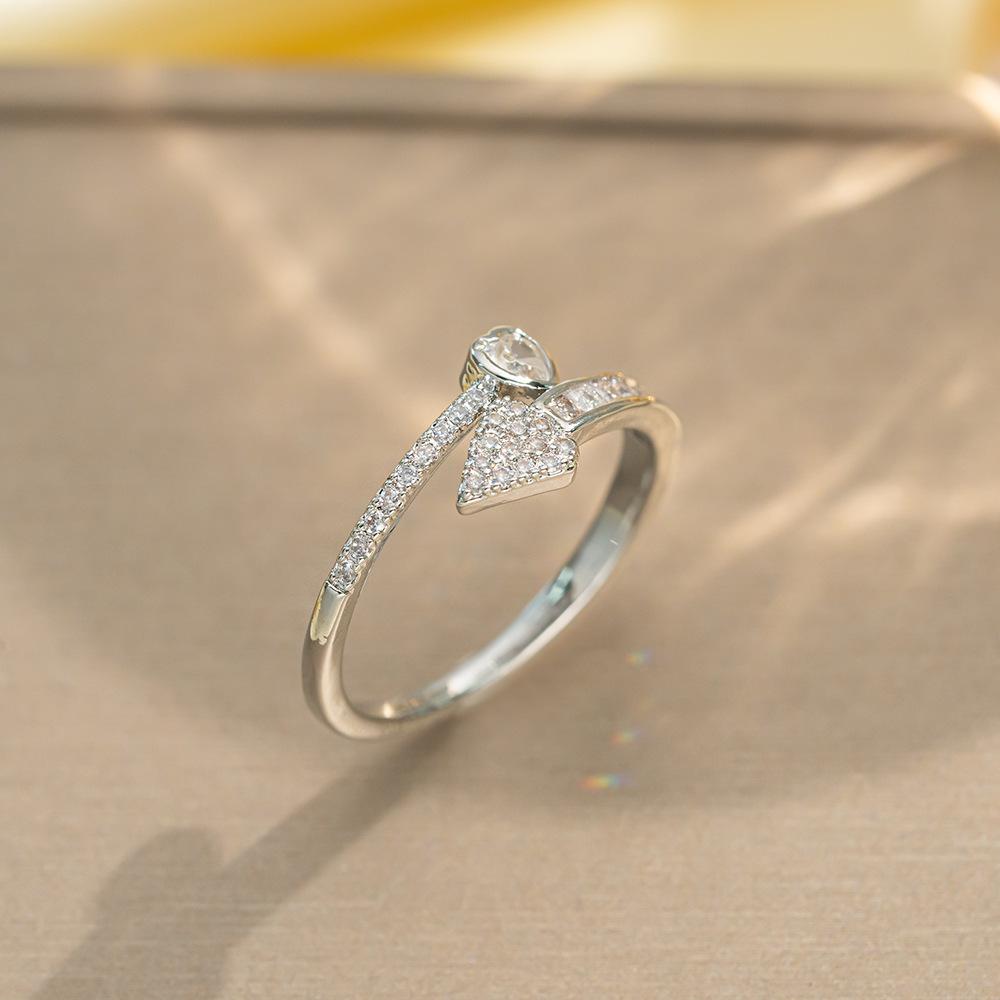 Korean Version of Light Luxury Design Full Diamond Inlaid Zircon Ring Women's Opening Adjustable Ring Internet Celebrity Fashion Accessories