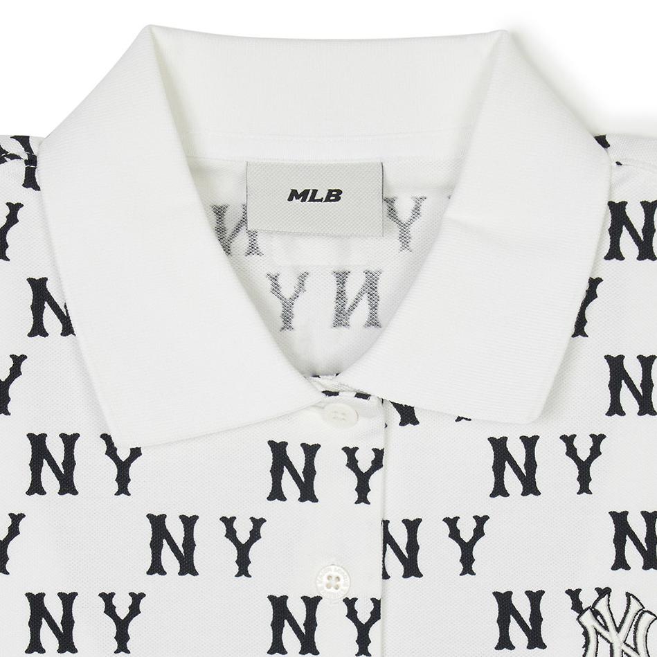 New MLB Presbyopia Polo Shirt Unisex Ivory White 3FPQM0143-50IVS