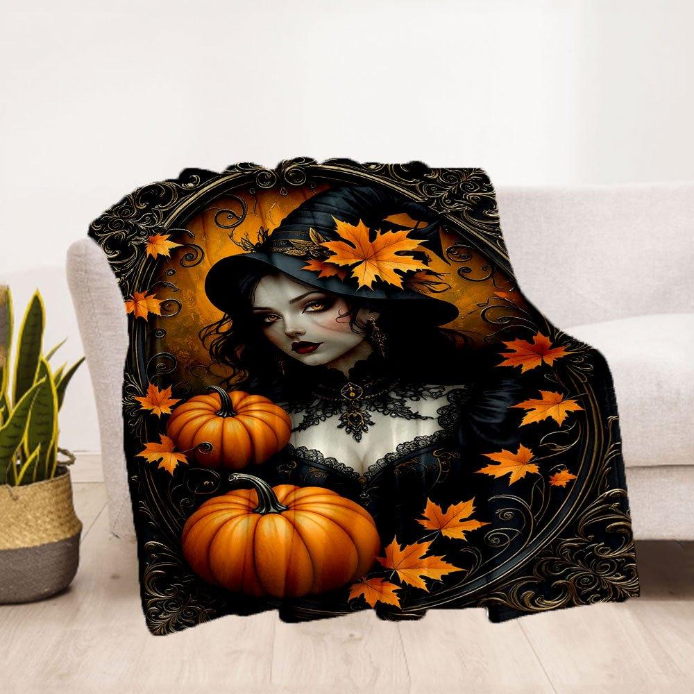 Halloween Witch Framed Art PrintBlanket Flannel Throw Blanket for Sofa, Bed, Travel, Camping, Office, Couch, Chair