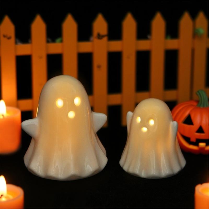 Friendly Ceramic Ghosty Statue Halloween Decoration Handmade Sculpture For Home Decoration